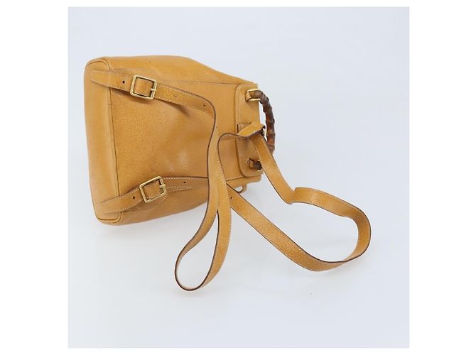 GUCCI Bamboo Backpack Leather Beige Gold 003 2058 0030 - vista 8