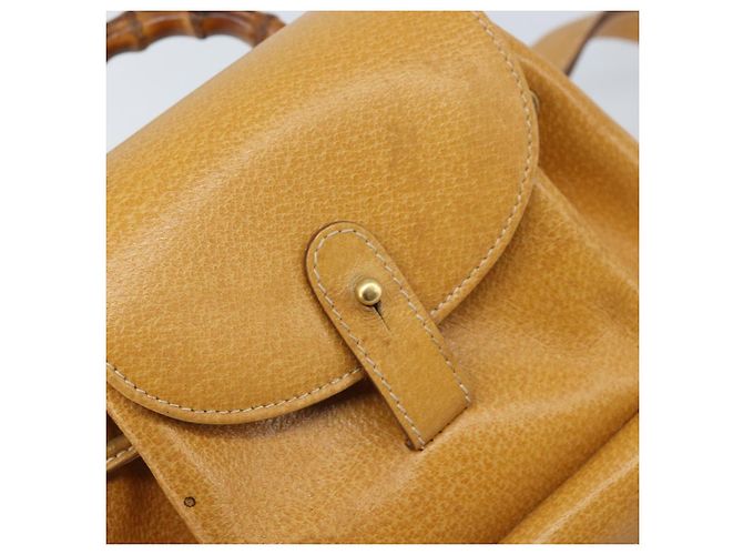 GUCCI Bamboo Backpack Leather Beige Gold 003 2058 0030 - vista 9