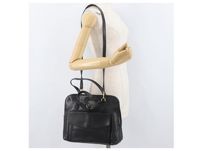 Céline CELINE Circle Hand Bag Leather 2way Black Gold - vista 25
