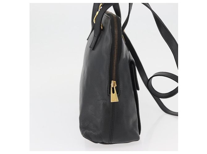 Céline CELINE Circle Hand Bag Leather 2way Black Gold - vista 4