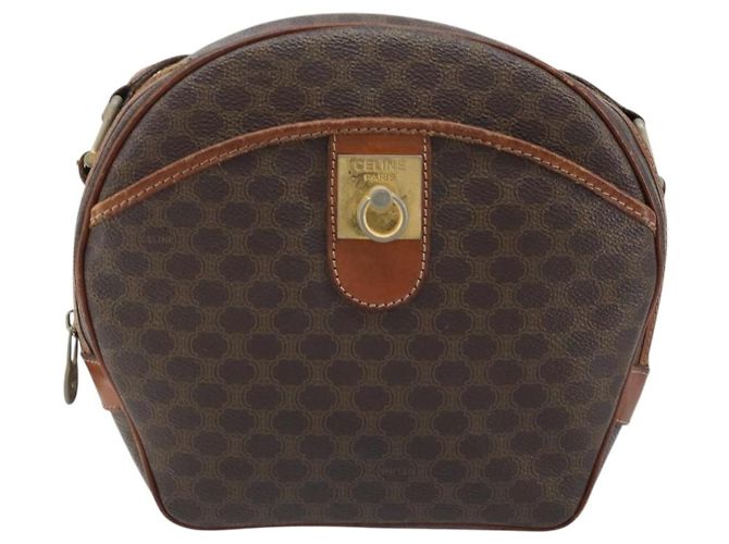 Céline CELINE Macadam Canvas Shoulder Bag PVC Leather Brown Gold - vista 13