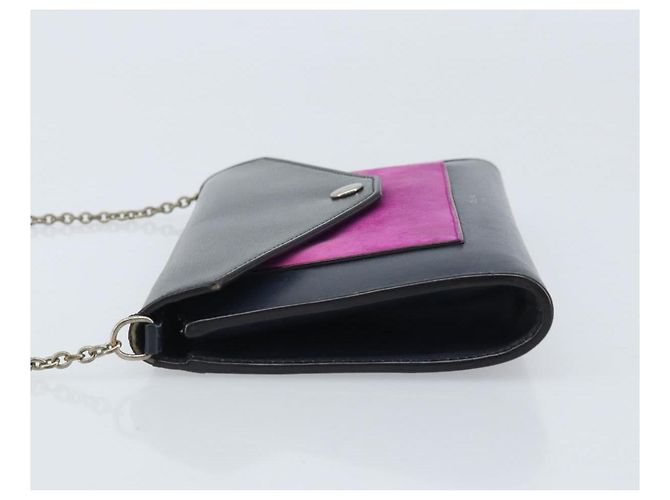 Céline CELINE Chain Shoulder Bag Leather Navy Silver - vista 4
