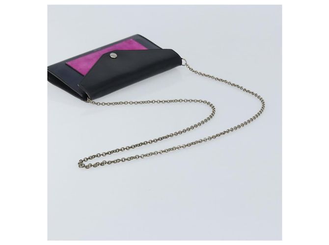 Céline CELINE Chain Shoulder Bag Leather Navy Silver - vista 7