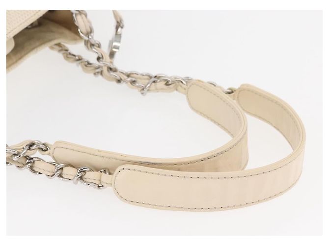 CHANEL Chain V Stitch Shoulder Bag Canvas Beige Silver CC - vista 7