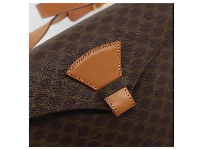 Céline CELINE Macadam Canvas Shoulder Bag PVC Leather Brown Gold - vista 18
