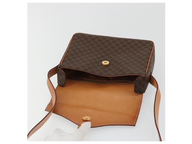 Céline CELINE Macadam Canvas Shoulder Bag PVC Leather Brown Gold - vista 9