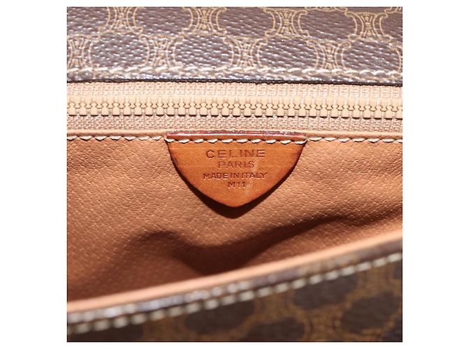 Céline CELINE Macadam Canvas Circle Shoulder Bag PVC Leather Brown Gold - vista 12
