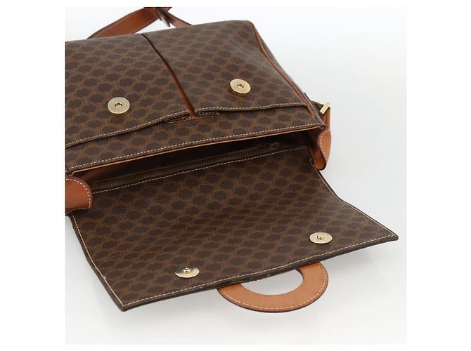 Céline CELINE Macadam Canvas Circle Shoulder Bag PVC Leather Brown Gold - vista 18