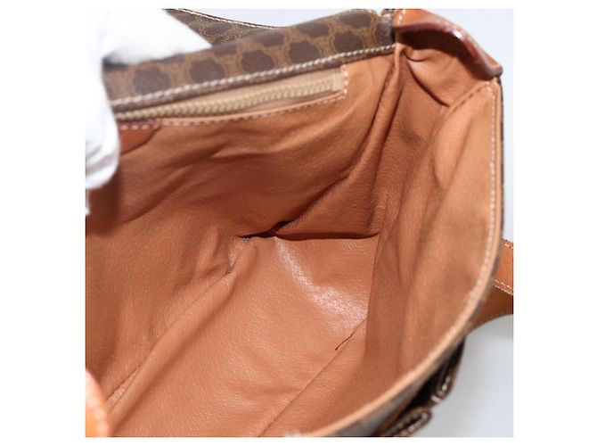 Céline CELINE Macadam Canvas Circle Shoulder Bag PVC Leather Brown Gold - vista 20