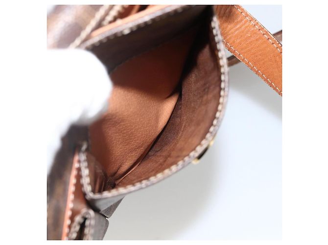 Céline CELINE Macadam Canvas Circle Shoulder Bag PVC Leather Brown Gold - vista 23