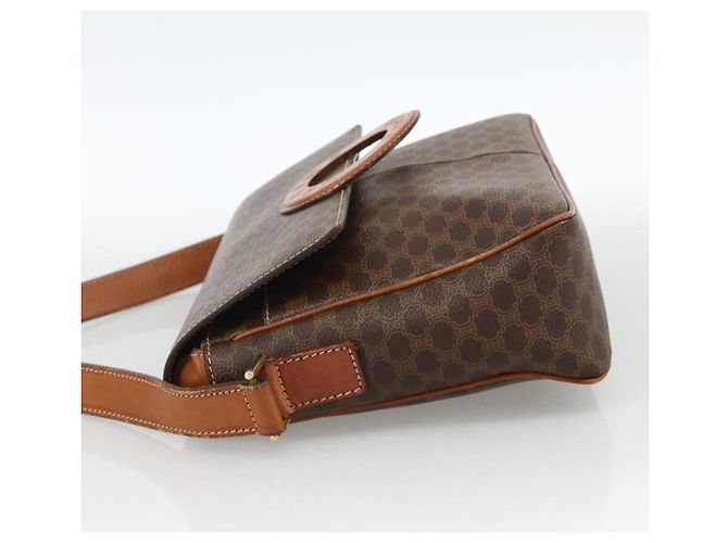 Céline CELINE Macadam Canvas Circle Shoulder Bag PVC Leather Brown Gold - vista 3