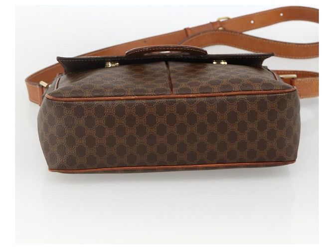Céline CELINE Macadam Canvas Circle Shoulder Bag PVC Leather Brown Gold - vista 5