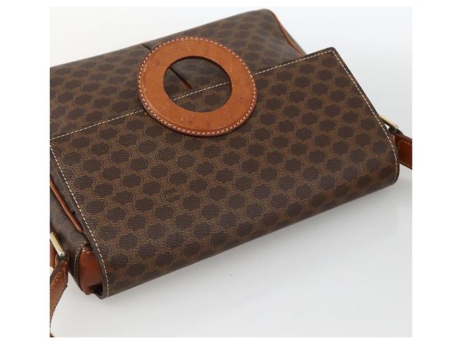 Céline CELINE Macadam Canvas Circle Shoulder Bag PVC Leather Brown Gold - vista 6