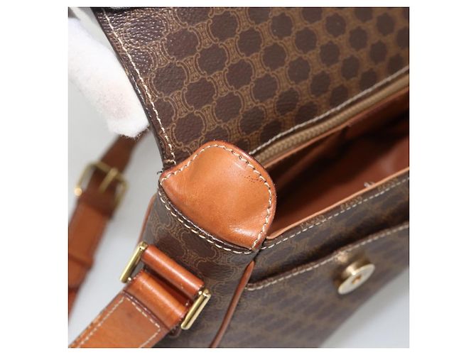 Céline CELINE Macadam Canvas Circle Shoulder Bag PVC Leather Brown Gold - vista 9