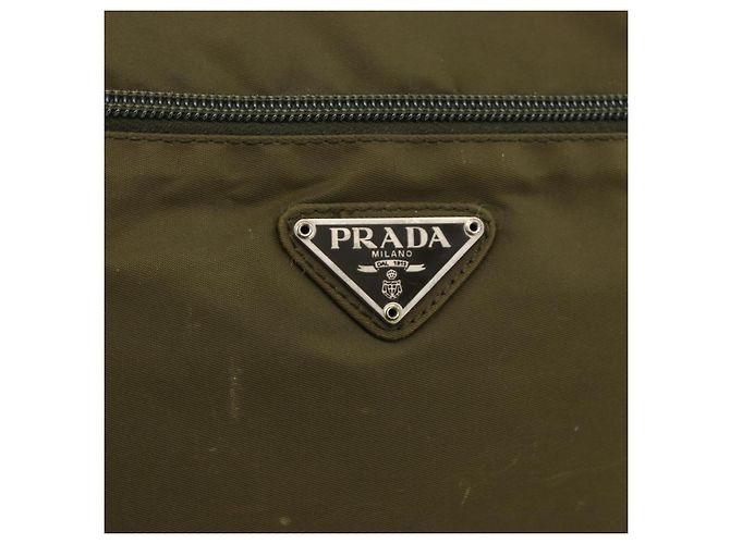 PRADA Schultertasche Nylon Khaki Silver - Ansicht 18