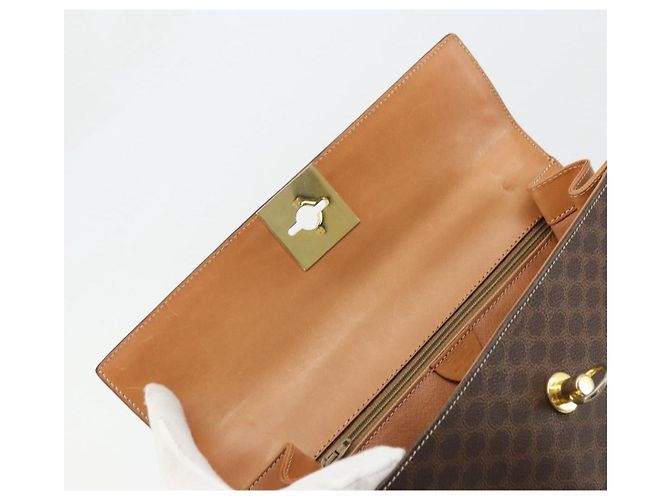 Céline CELINE Macadam Canvas Hand Bag PVC Leather Brown Gold - vista 10