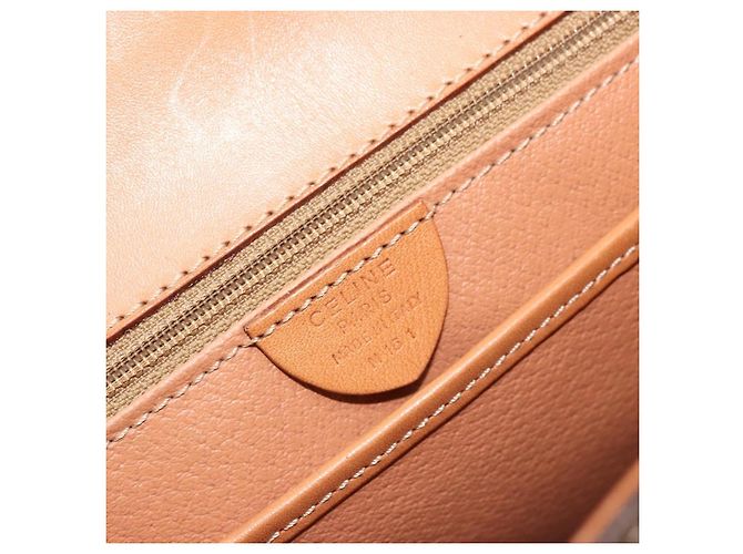 Céline CELINE Macadam Canvas Hand Bag PVC Leather Brown Gold - vista 12