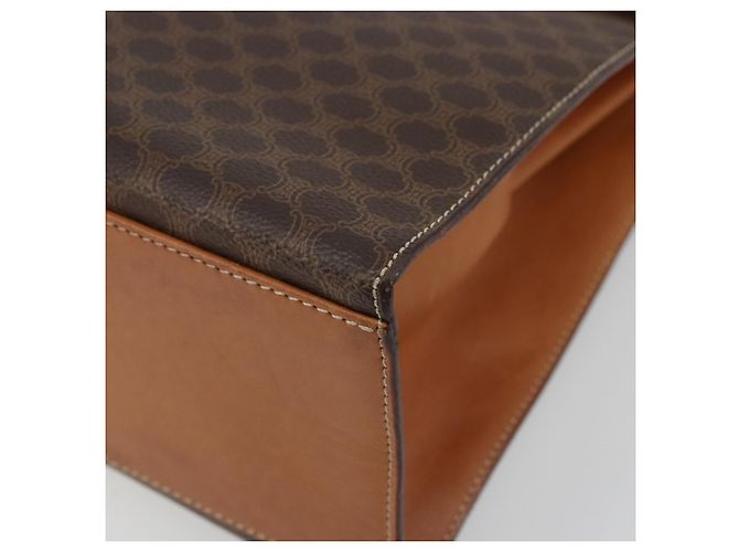 Céline CELINE Macadam Canvas Hand Bag PVC Leather Brown Gold - vista 14