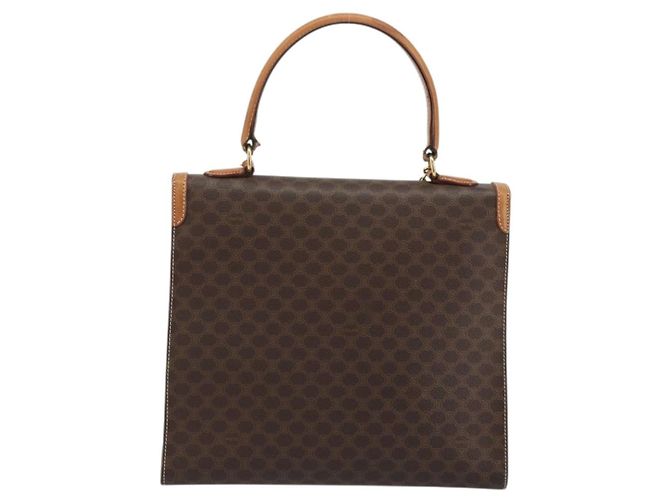 Céline CELINE Macadam Canvas Hand Bag PVC Leather Brown Gold - vista 2