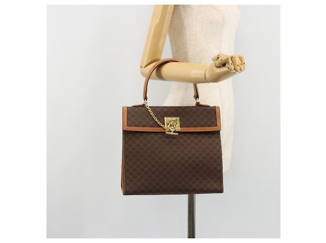 Céline CELINE Macadam Canvas Hand Bag PVC Leather Brown Gold - vista 24