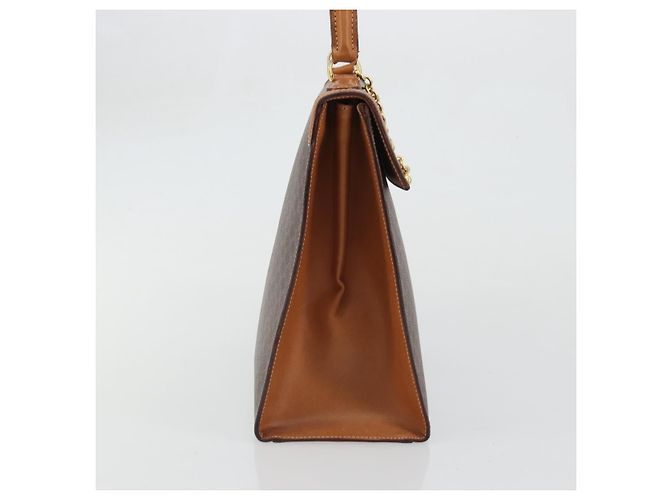 Céline CELINE Macadam Canvas Hand Bag PVC Leather Brown Gold - vista 4