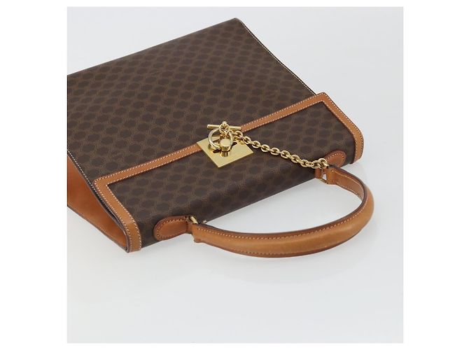 Céline CELINE Macadam Canvas Hand Bag PVC Leather Brown Gold - vista 6