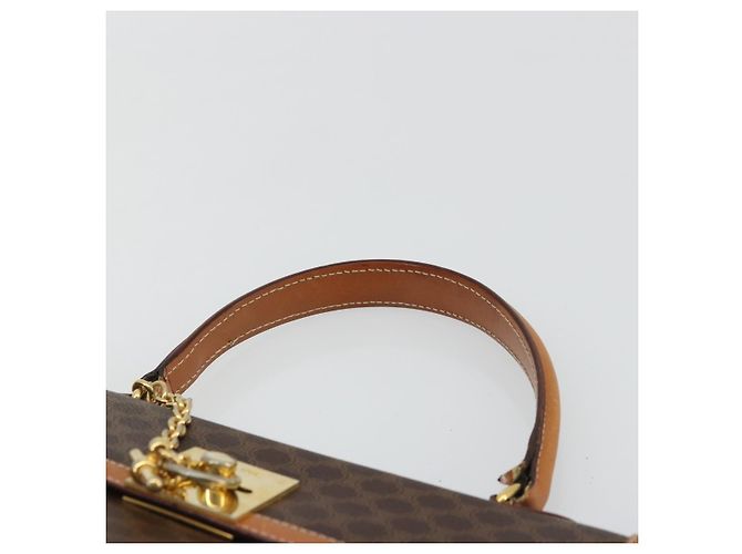 Céline CELINE Macadam Canvas Hand Bag PVC Leather Brown Gold - vista 8