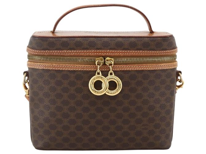Céline CELINE Macadam Canvas Hand Bag PVC Leather 2way Brown Gold - vista 13