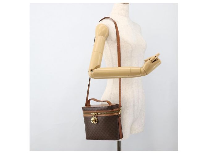 Céline CELINE Macadam Canvas Hand Bag PVC Leather 2way Brown Gold - vista 25