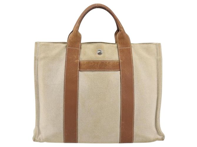 Hermès HERMES Sac Arne MM Hand Bag Canvas Beige Silver - vista 2