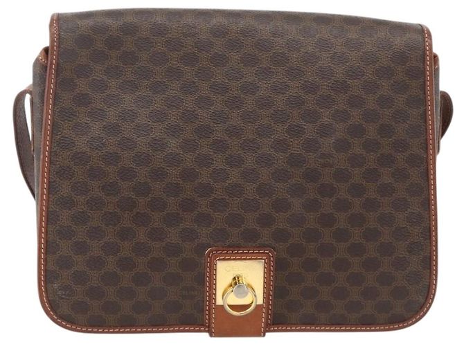 Céline CELINE Macadam Canvas Shoulder Bag PVC Leather Brown Gold - vista 13
