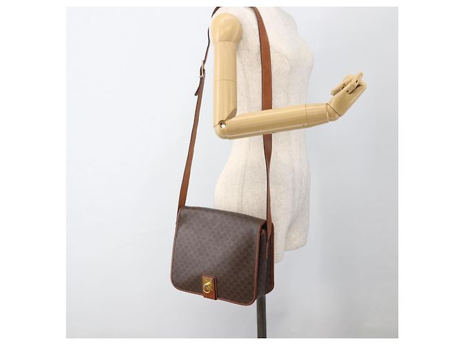 Céline CELINE Macadam Canvas Shoulder Bag PVC Leather Brown Gold - vista 23