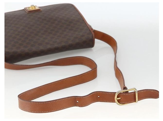 Céline CELINE Macadam Canvas Shoulder Bag PVC Leather Brown Gold - vista 7