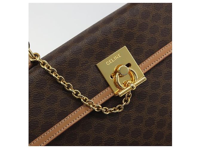 Céline CELINE Macadam Canvas Hand Bag PVC Leather Brown Gold - vista 17