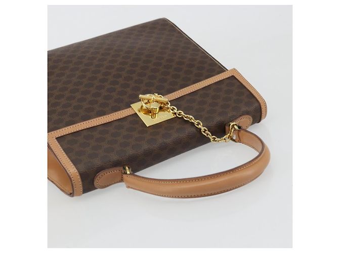 Céline CELINE Macadam Canvas Hand Bag PVC Leather Brown Gold - vista 6