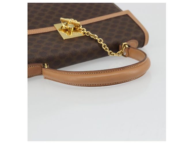 Céline CELINE Macadam Canvas Hand Bag PVC Leather Brown Gold - vista 7