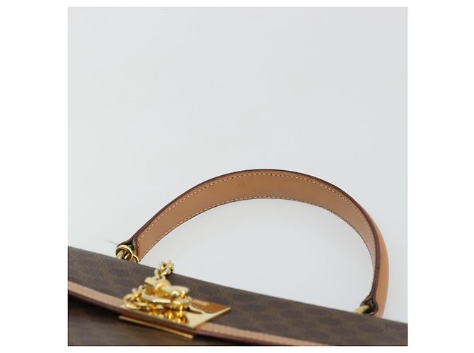 Céline CELINE Macadam Canvas Hand Bag PVC Leather Brown Gold - vista 8