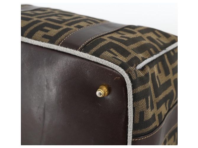 FENDI Zucca Canvas Hand Bag Brown Black - vista 10
