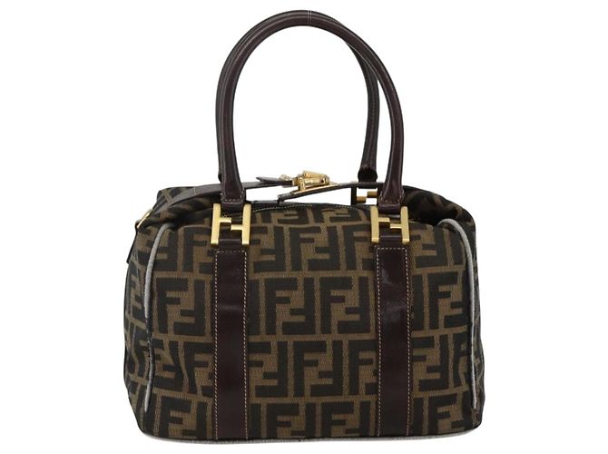 FENDI Zucca Canvas Hand Bag Brown Black - vista 13