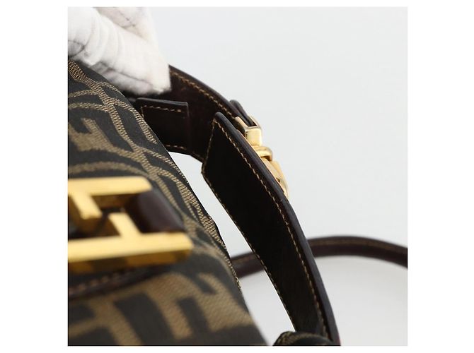 FENDI Zucca Canvas Hand Bag Brown Black - vista 14