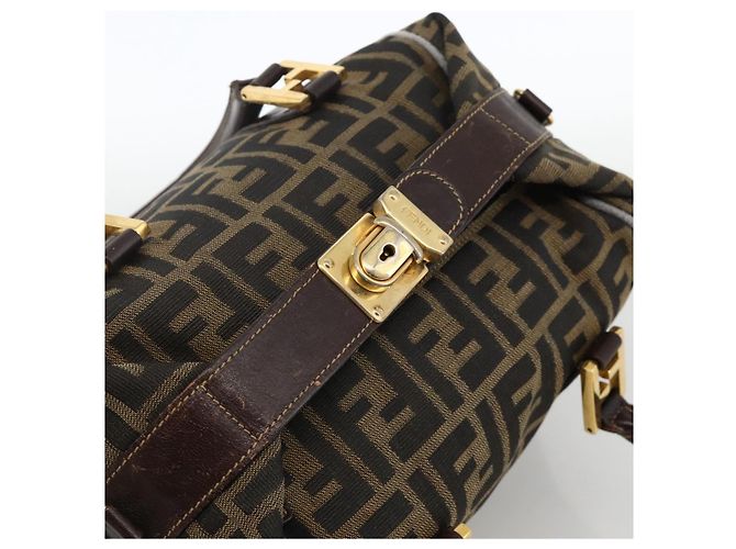 FENDI Zucca Canvas Hand Bag Brown Black - vista 6