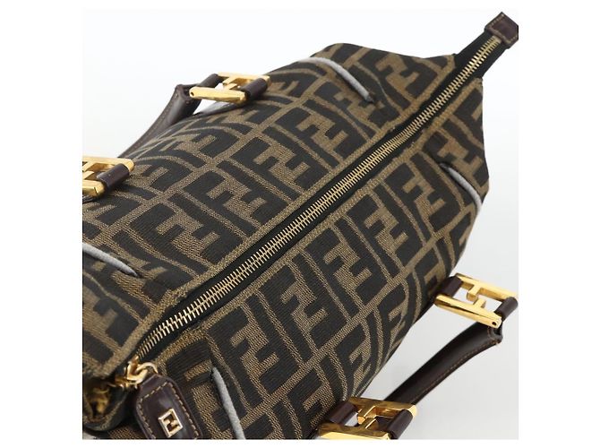 FENDI Zucca Canvas Hand Bag Brown Black - vista 7
