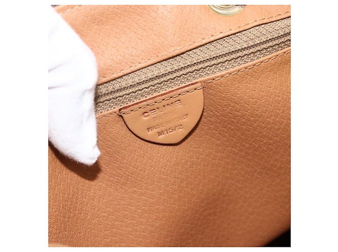 Céline CELINE Macadam Canvas Backpack PVC Leather Brown Gold - vista 12