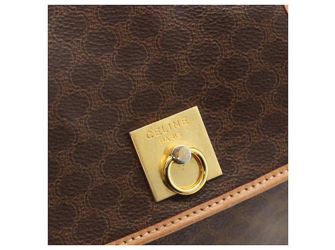 Céline CELINE Macadam Canvas Backpack PVC Leather Brown Gold - vista 18