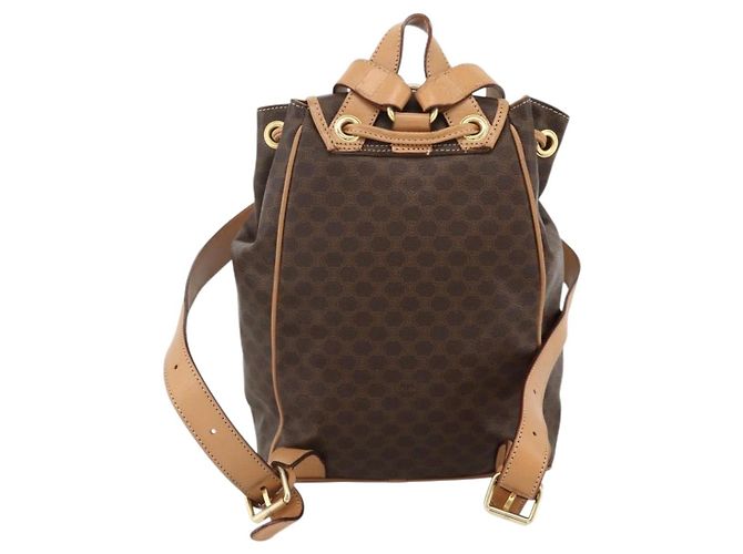 Céline CELINE Macadam Canvas Backpack PVC Leather Brown Gold - vista 2