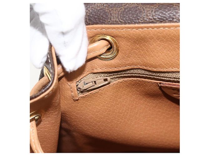Céline CELINE Macadam Canvas Backpack PVC Leather Brown Gold - vista 21