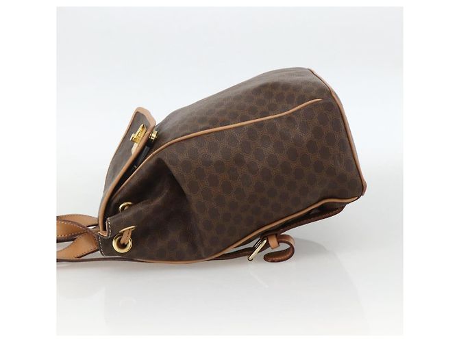 Céline CELINE Macadam Canvas Backpack PVC Leather Brown Gold - vista 3