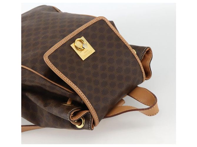 Céline CELINE Macadam Canvas Backpack PVC Leather Brown Gold - vista 6