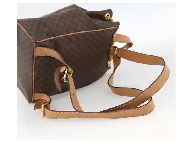 Céline CELINE Macadam Canvas Backpack PVC Leather Brown Gold - vista 9