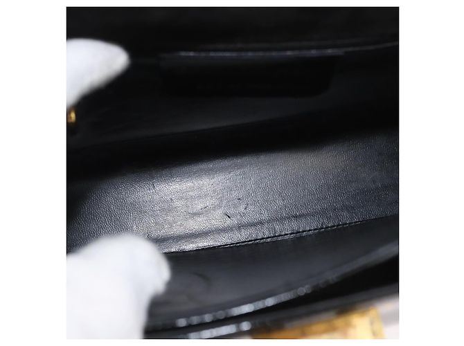 Salvatore Ferragamo Gancini Hand Bag Patent leather 2way Black Gold - vista 11